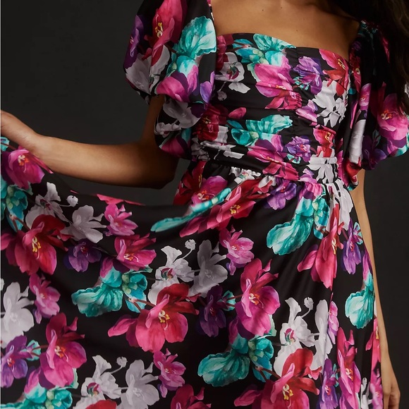 Anthropologie Delfi Puff-Sleeve Floral Printed Maxi Dress - Picture 9 of 16
